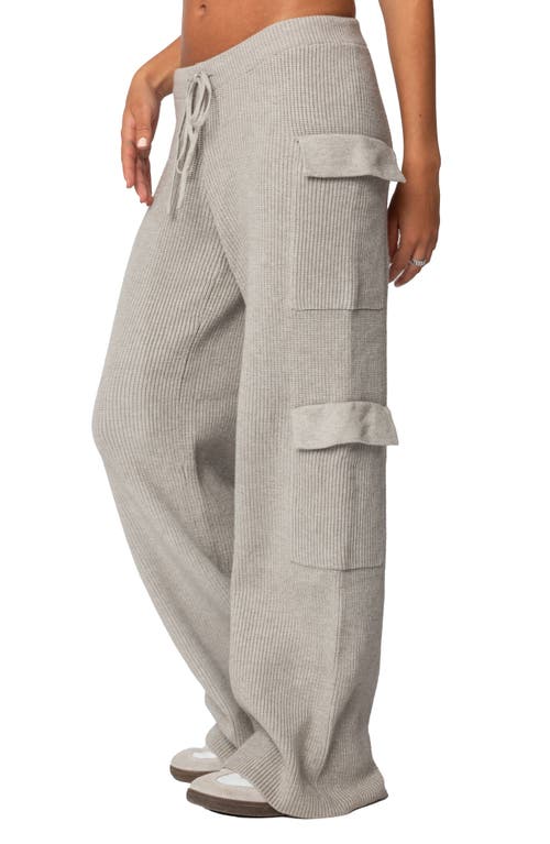 Shop Edikted Wynter Low Rise Drawstring Cargo Sweater Pants In Gray-melange