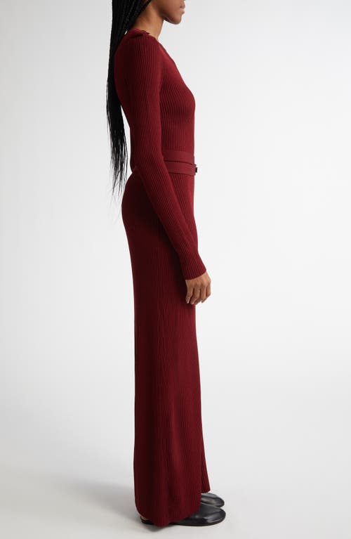 Proenza Schouler Lauryn Belted Silk-viscose Knit Maxi Sweater Dress In Dark Red