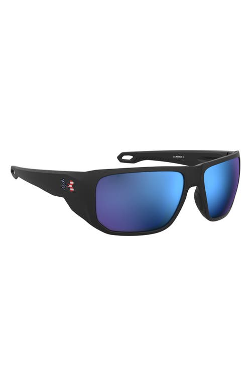 Under Armour Attack 2 63mm Wrap Sunglasses In Black Multi/blue Oleophobic