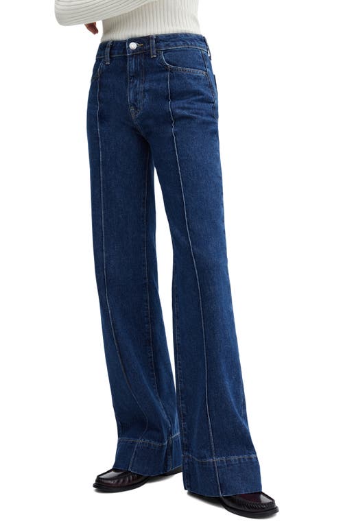 MANGO Laila High Waist Pintuck Jeans in Open Blue at Nordstrom, Size 12