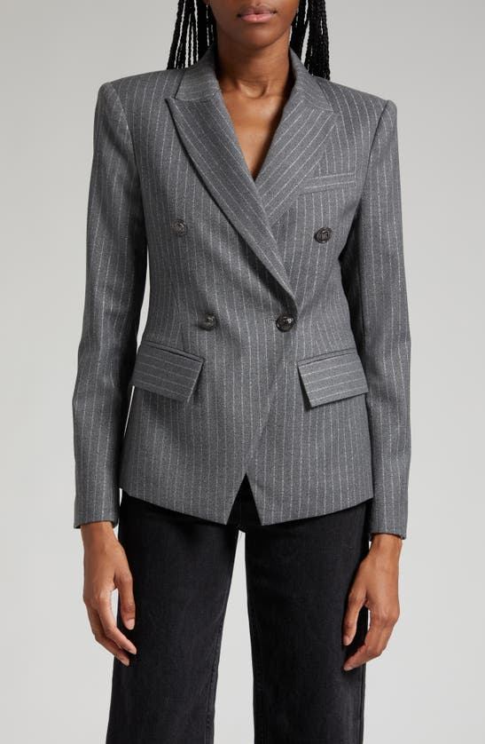 RAMY BROOK COLLINS METALLIC STRIPE DOUBLE BREASTED BLAZER