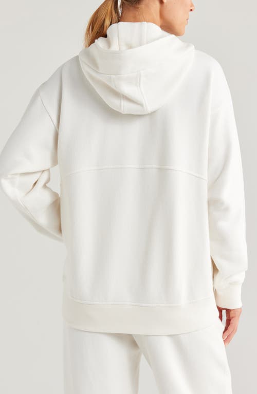 Shop Zella Cloud Fleece Zip Hoodie In Ivory Egret