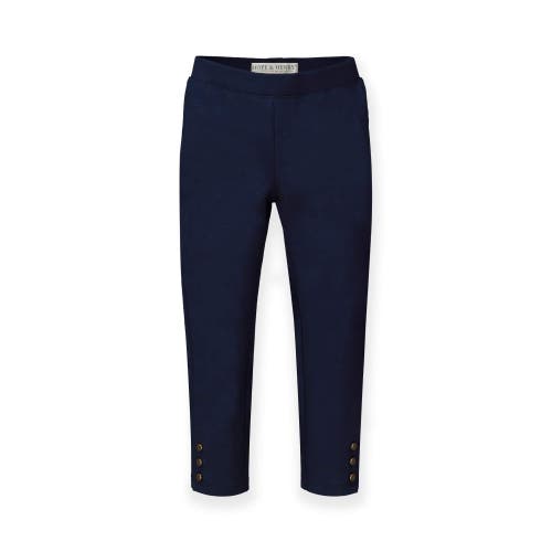 Hope & Henry Baby Girls' Button Cuff Ponte Pant, Infant In Navy Button Cuff
