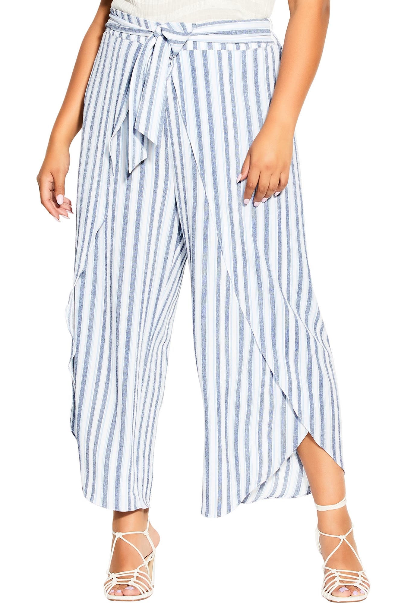 City Chic Stripe Tulip Hem Pants 