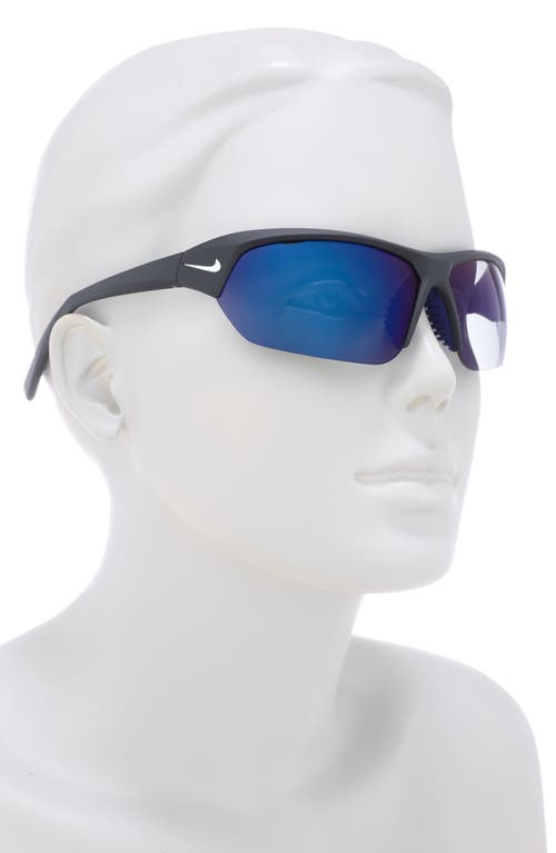 Nike Skylon Ace Square Sunglasses In Matte Black/grey Blue Mirro