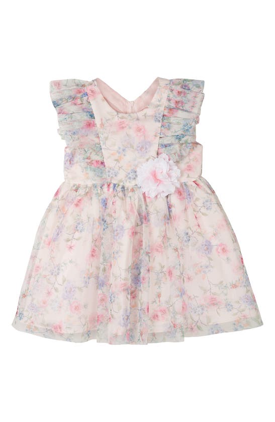 Rare Editions Kids' Floral Mesh Dress In Blush