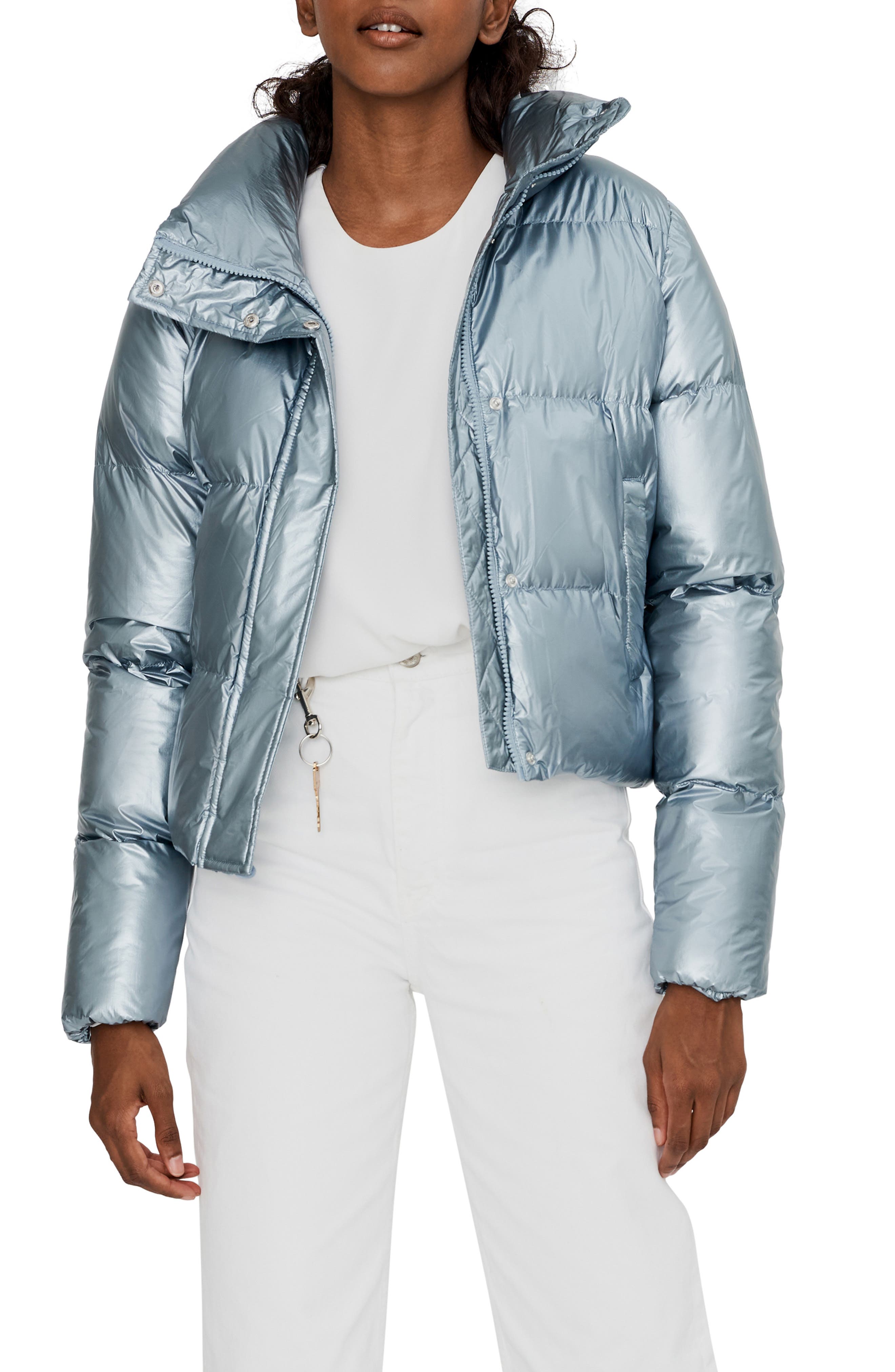 metallic cropped puffer jacket