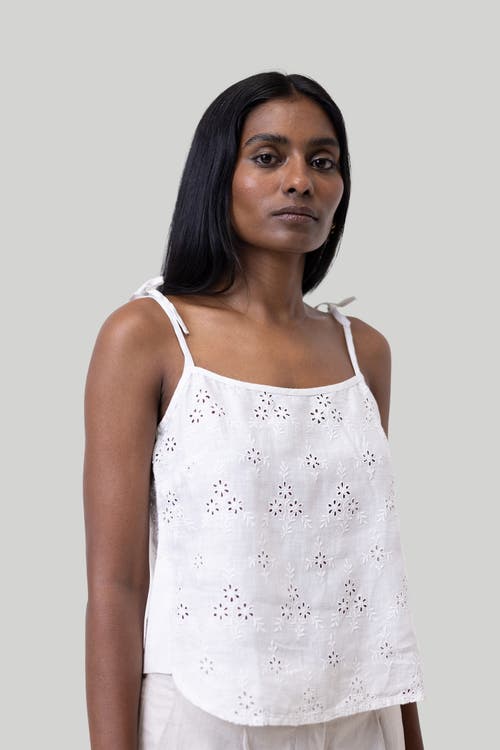 Reistor Women's Tie-up Camisole White Hemp Top In Coconut White