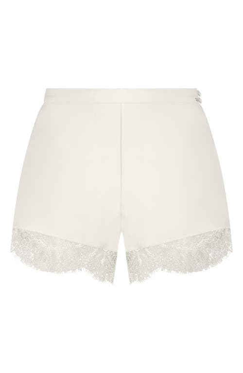 Shop Hunkemoller Hunkemöller Camille Lace Trim Satin Shorts In Gardenia