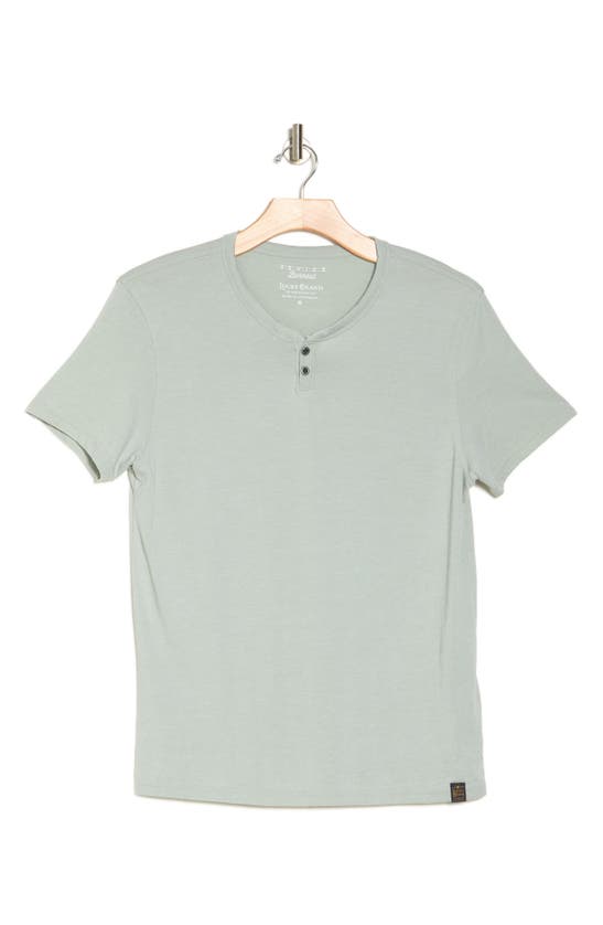 Shop Lucky Brand Button Notch Neck T-shirt In Aqua Gray