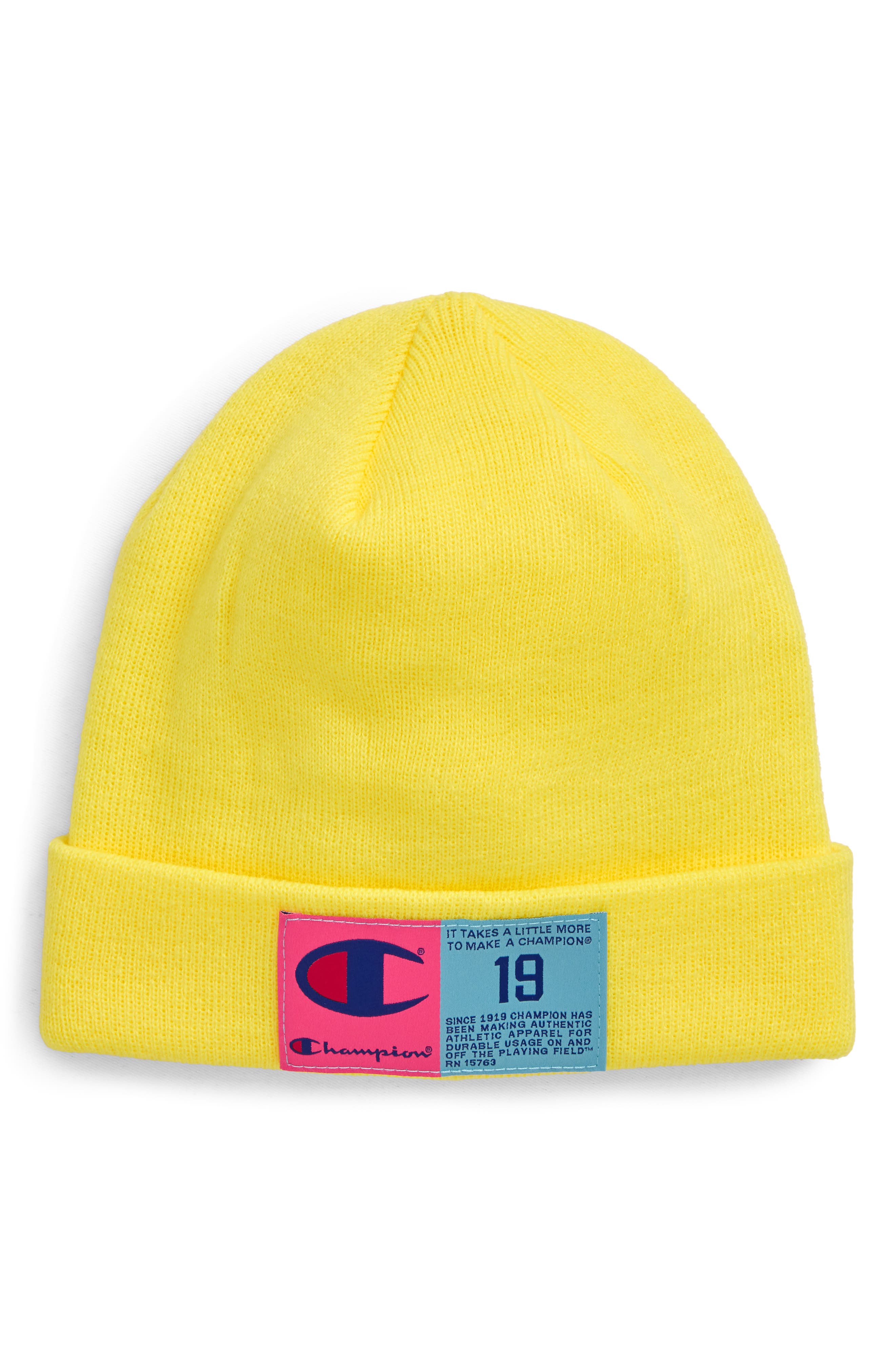 Champion Pop Jocktag Beanie In Yellow 