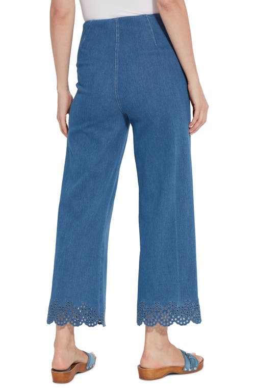 Shop Lyssé Eyelet Hem Wide Leg Jeans In Midwash