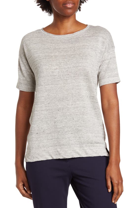 Donna Karan Woman Elbow Sleeve Crew Neck T-shirt In Slvr Melange