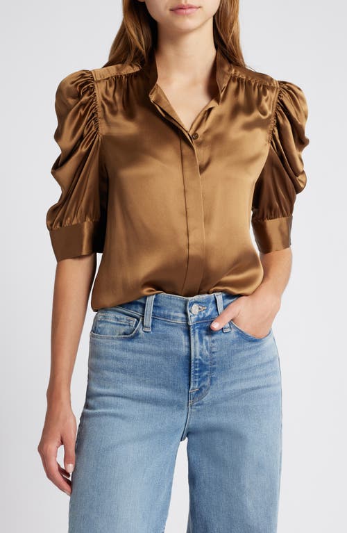 Shop Frame Gillian Silk Button-up Shirt In Cinnamon