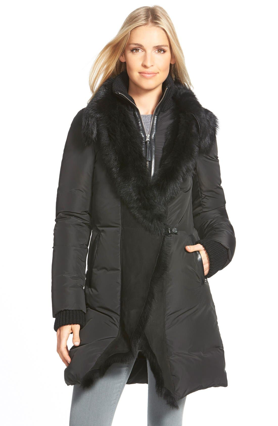 Mackage Long Down Coat with Genuine Toscana Shearling Trim Nordstrom