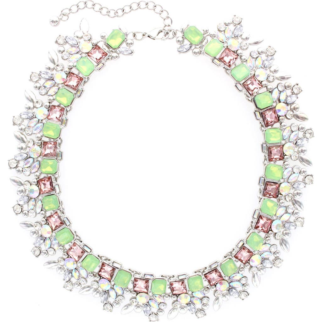 Shop Olivia Welles Crystal Cluster Collar Necklace In Silver/pacific