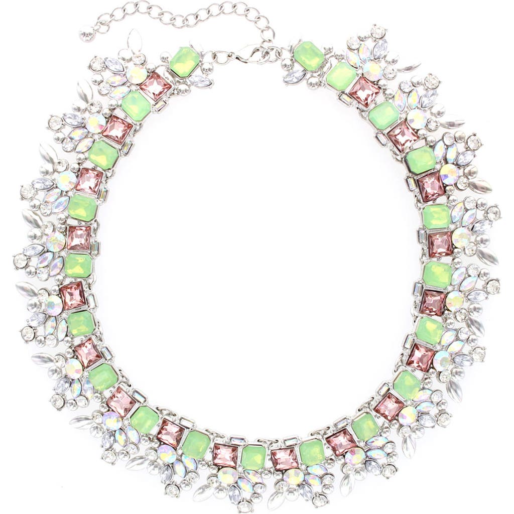 Olivia Welles Crystal Cluster Collar Necklace In Silver/pacific