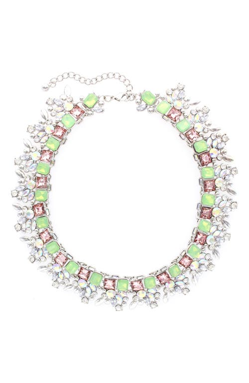 Shop Olivia Welles Crystal Cluster Collar Necklace In Silver/pacific