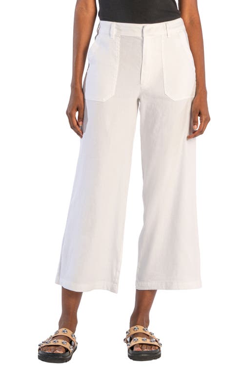 Kut From The Kloth Topaz High Waist Crop Wide Leg Linen Blend Trousers In White