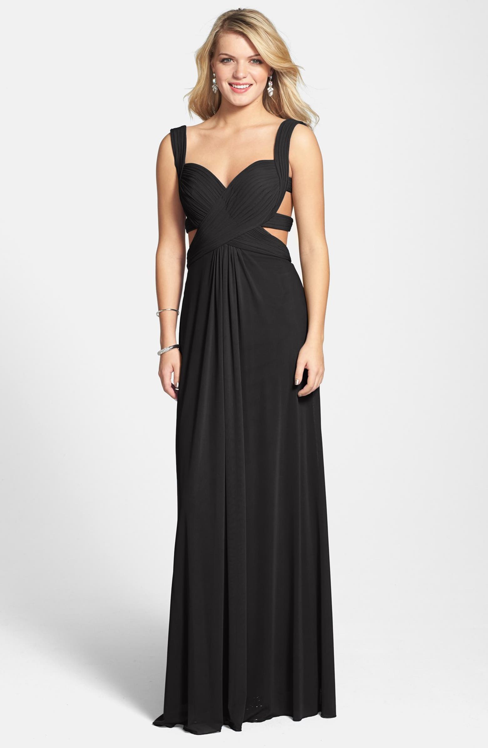 La Femme Strappy Jersey Gown | Nordstrom