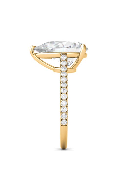 Hautecarat Pear Cut Pavé Lab Grown Diamond Ring In 2.00 Ctw 18k Yellow Gold