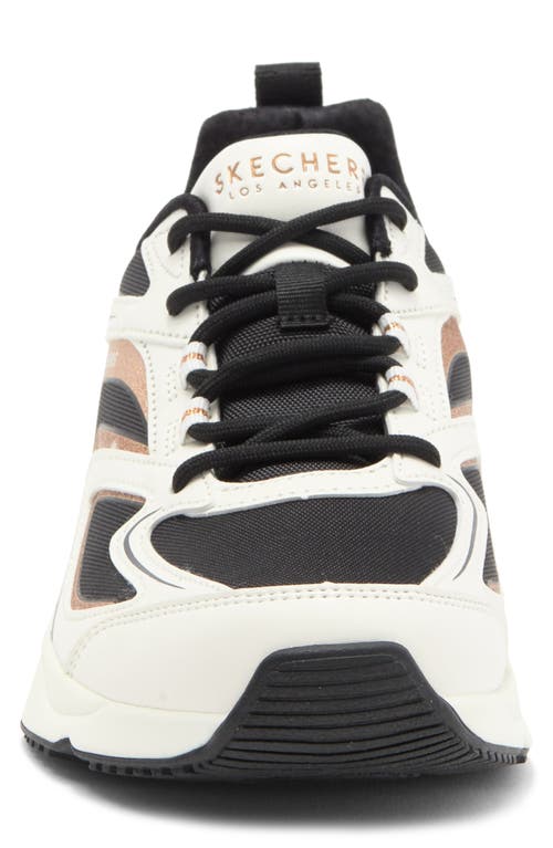 Shop Skechers Tres Air Uno Shimm Airy Sneaker In White/black/gold