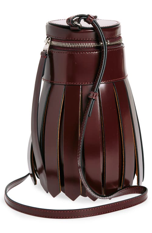 Shop Jw Anderson Tassel Leather Bucket Bag In Burgundy