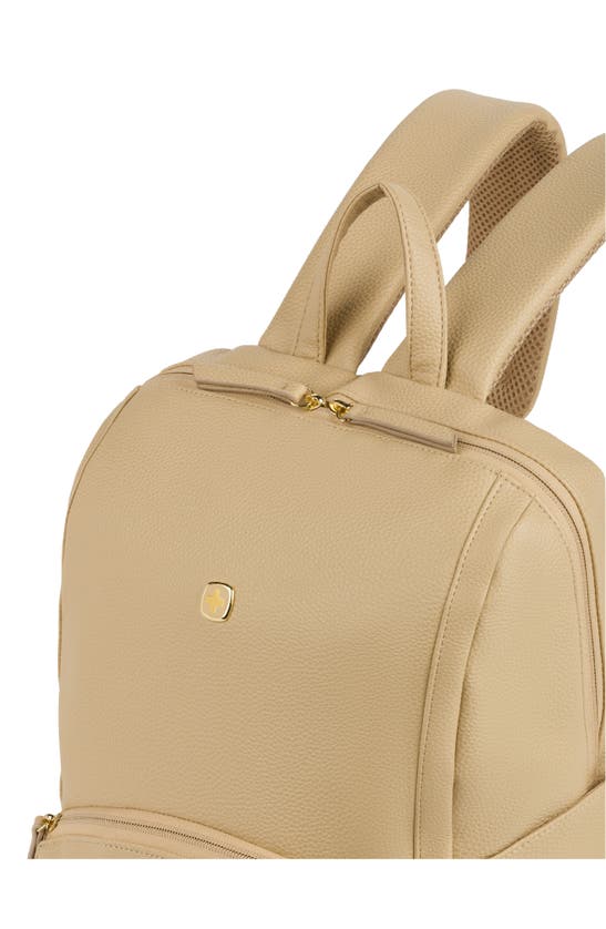 Swissgear 9901 Faux Leather Laptop Backpack In Cream