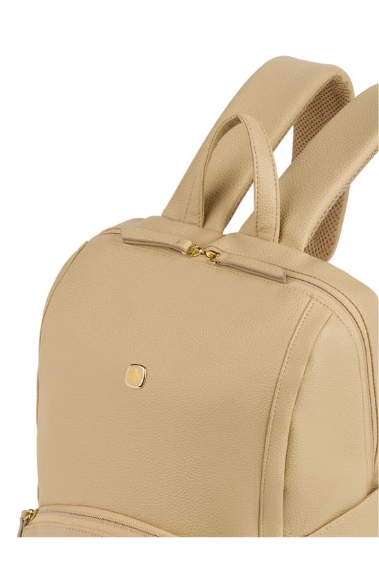 Shop Swissgear 9901 Faux Leather Laptop Backpack In Cream