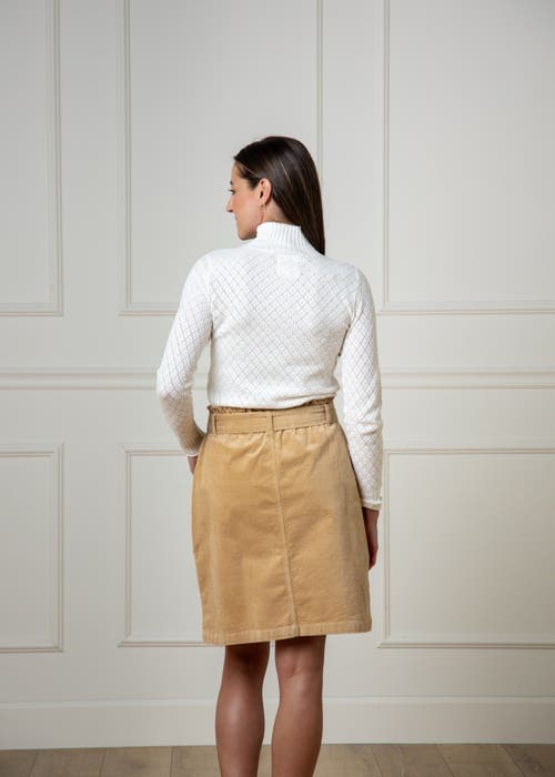 Hope & Henry Organic Cinch Waist Cord Skirt In Khaki Fine Wale