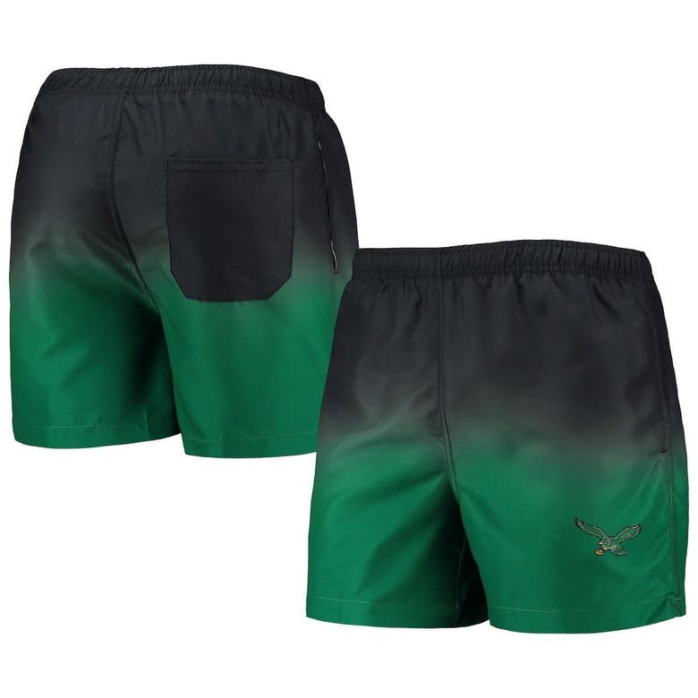 Foco Black/kelly Green Philadelphia Eagles Retro Dip-dye Swim Shorts