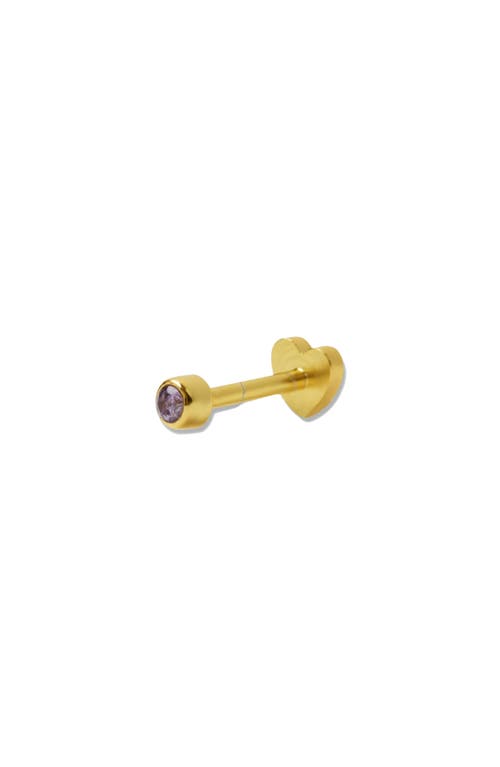 Argento Vivo Sterling Silver Birthstone Single Threaded Stud Earring In Gold/february