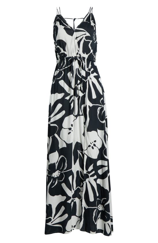 Shop Elan Cover-up Maxi Dress In Black Hibiscus