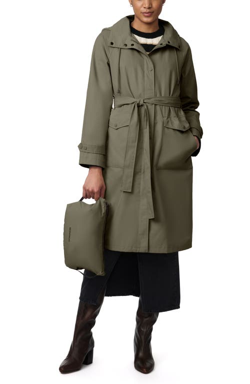 Shop Bernardo Water Resistant Tie Belt Packable Raincoat In Army Green