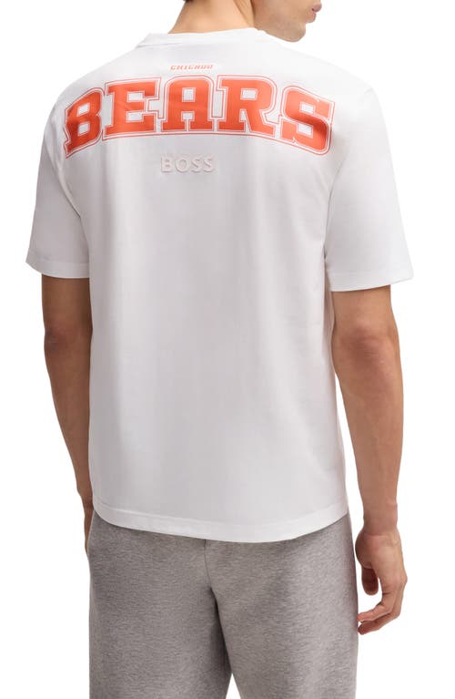 Shop Hugo Boss Boss X Nfl Stretch Cotton Graphic T-shirt In Chicago Bears - White