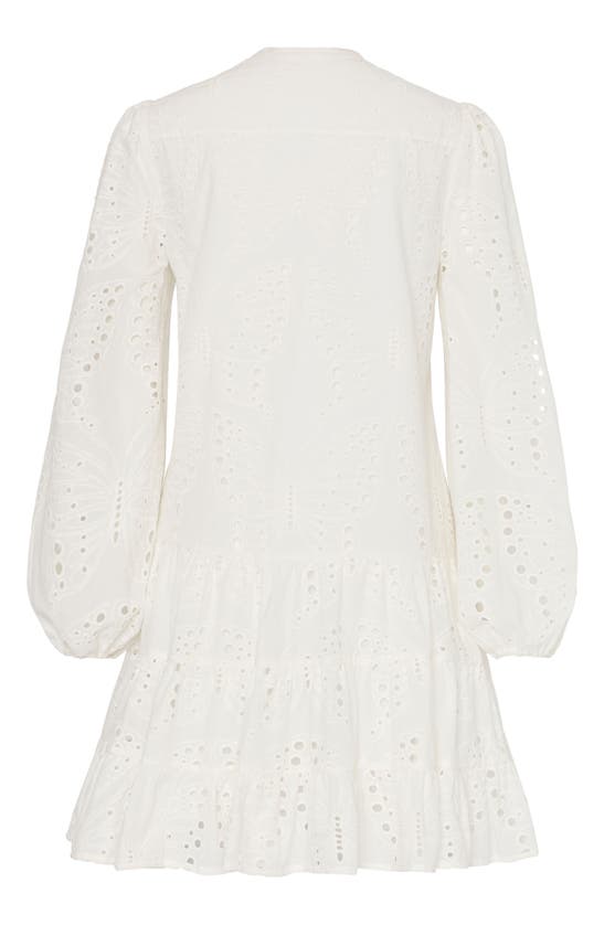 Shop Milly Margaret Butterfly Eyelet Long Sleeve Dress In White