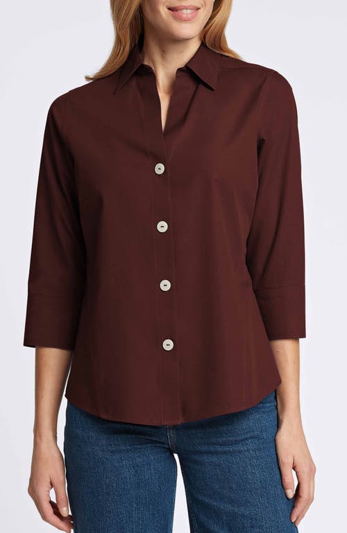 Shop Foxcroft Paityn Button-up Blouse In Chicory Coffee