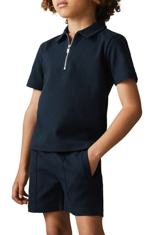 Reiss Kids' Cayman Sr. Zip Polo In Navy