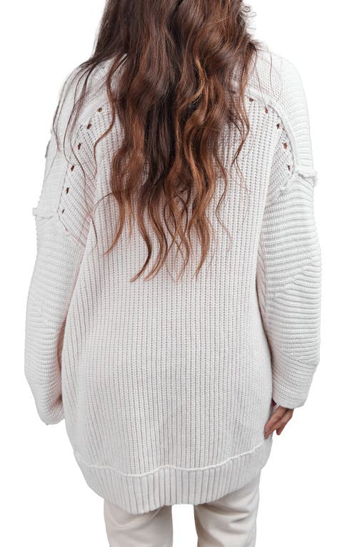 Saachi Cozy All Weather Boyfriend Cardigan In Ivory