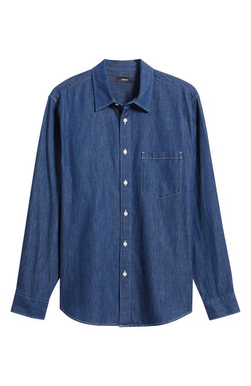 Shop Theory Noll Serge Light Denim Button-up Shirt In Light Indigo - G1w