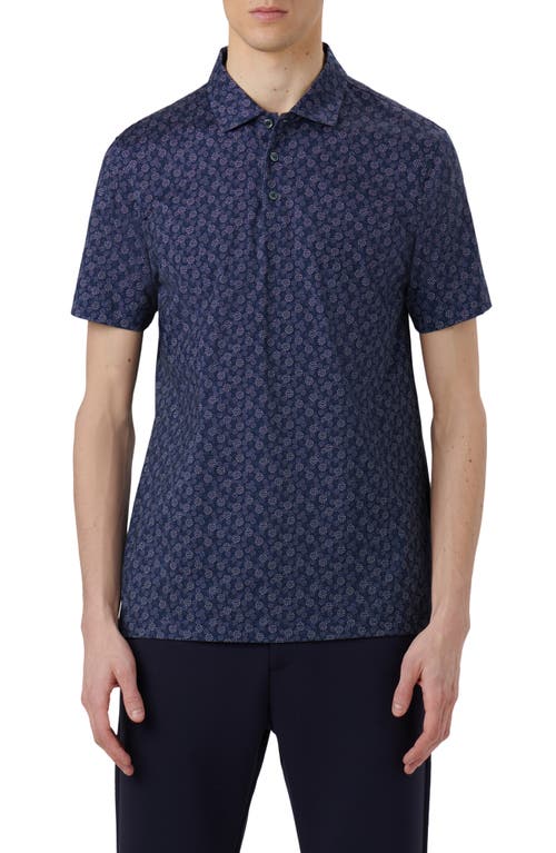 Bugatchi OoohCotton Dot Print Polo Navy at Nordstrom,