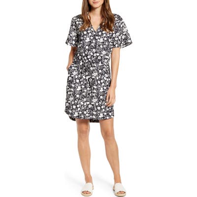 Caslon Floral Crepe Dress, Black