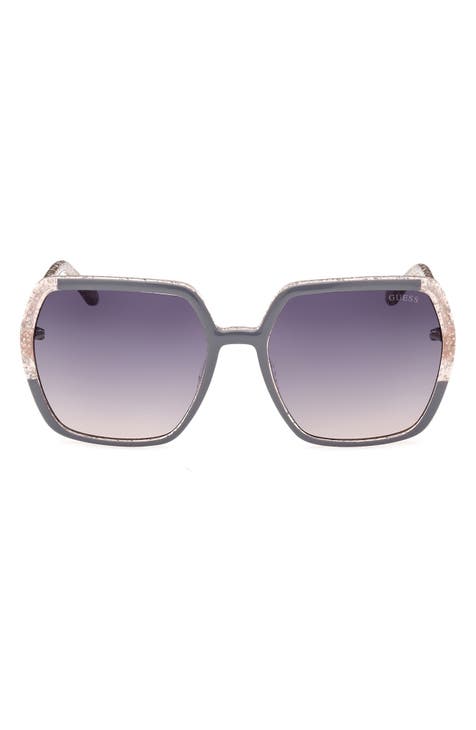 Big Square Sunglasses Oversized Man Woman Purple Frame Mirror