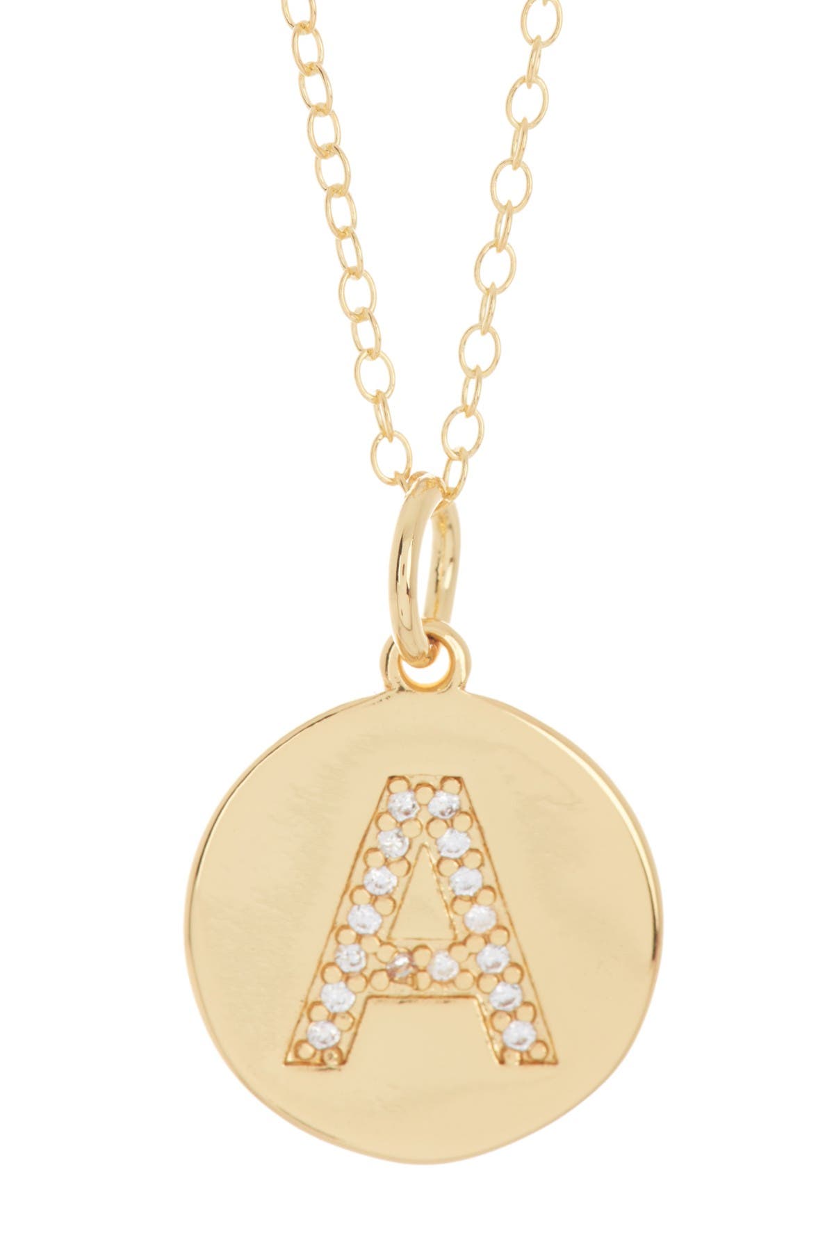 Adornia 14k Gold Plated Cubic Zirconia Initial Disc Pendant Necklace In Yellow