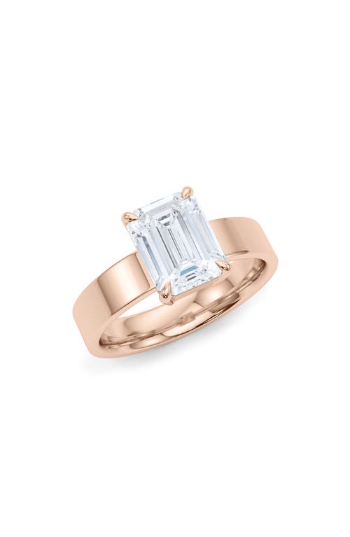 Lab Created Emerald Cut Diamond Ring in 18K Rose Gold