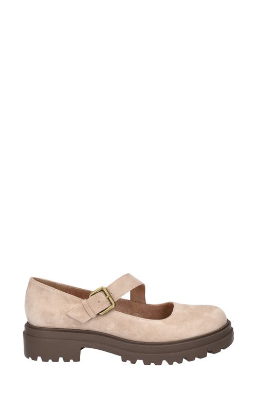 Bella Vita Quincy Mary Jane Flat In Almond Kidsuede Leather