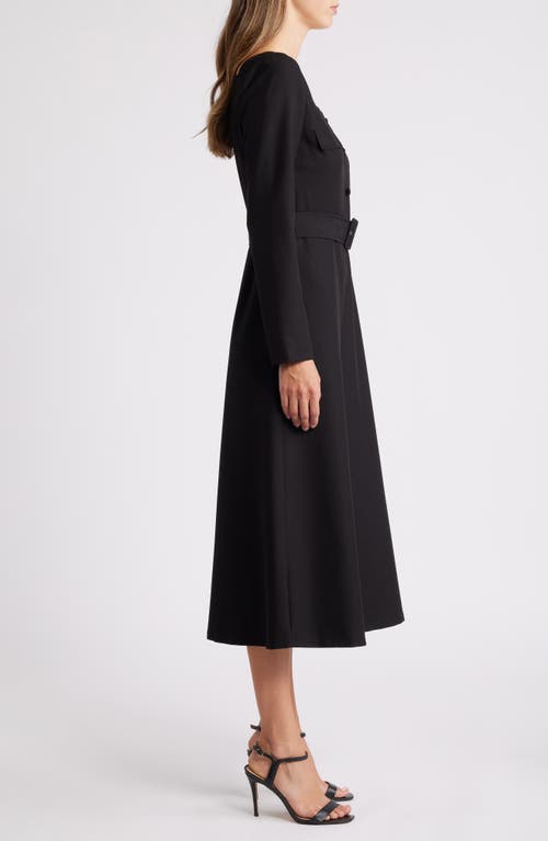 Shop Zoe And Claire Long Sleeve Button-up Shirtdress In Black