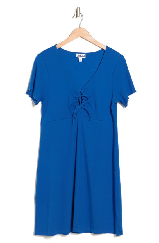 Abound Keyhole Short Sleeve Organic Cotton Blend Dress In Blue