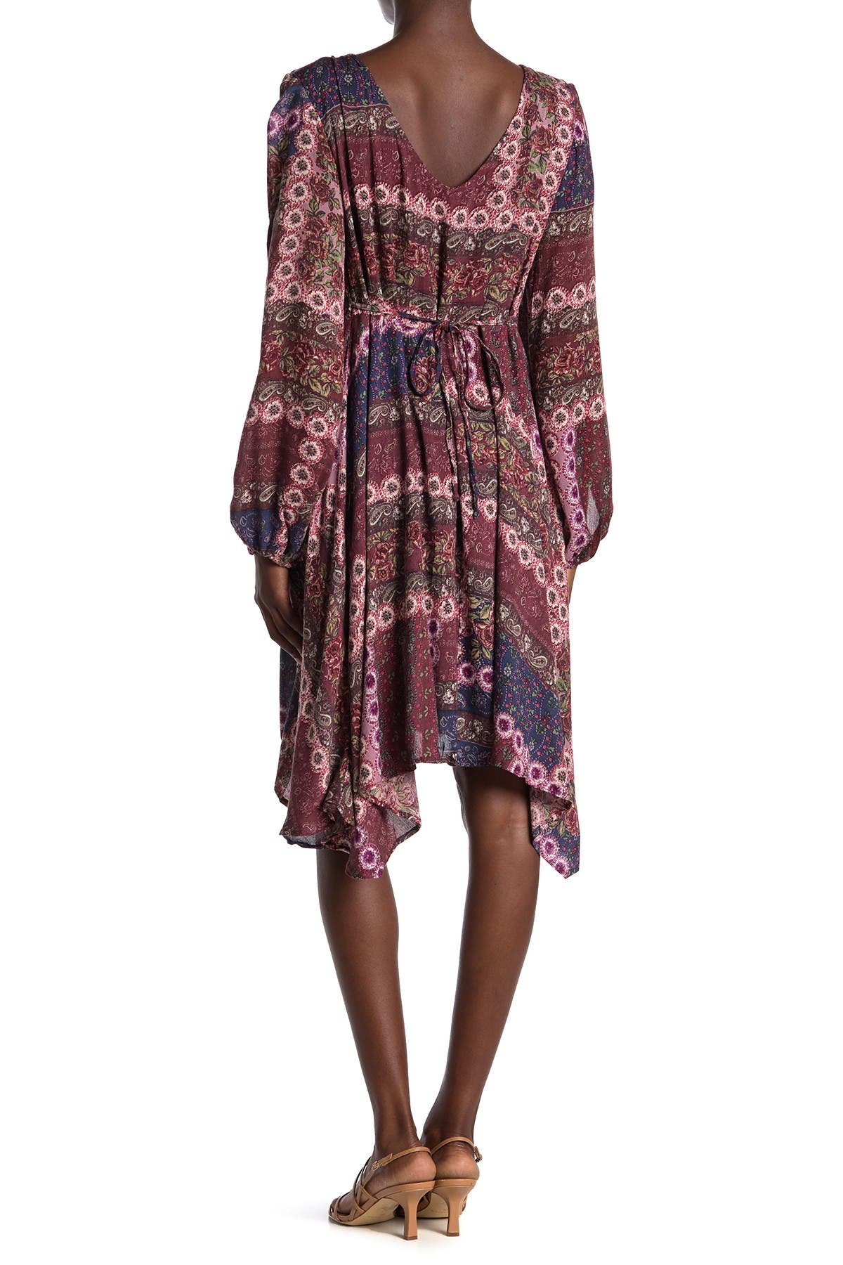 long sleeve patterned dress