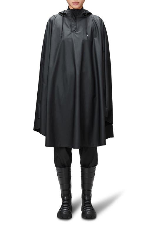 Rains Gender Inclusive Cape W3 Waterproof Hooded Poncho in Black Grain at Nordstrom, Size Small